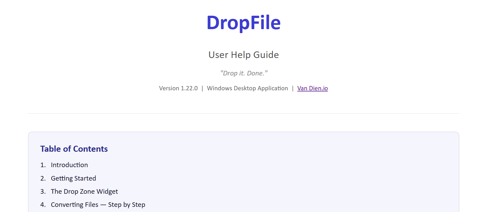 DropFile User Help Guide document